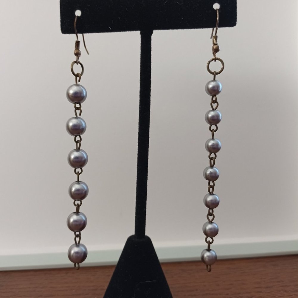 Nickel Free Earring    Accent beads are Faux grey colored pearls.